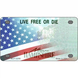 New Hampshire with American Flag Novelty Metal License Plate 4" x 2.2" (MLP)