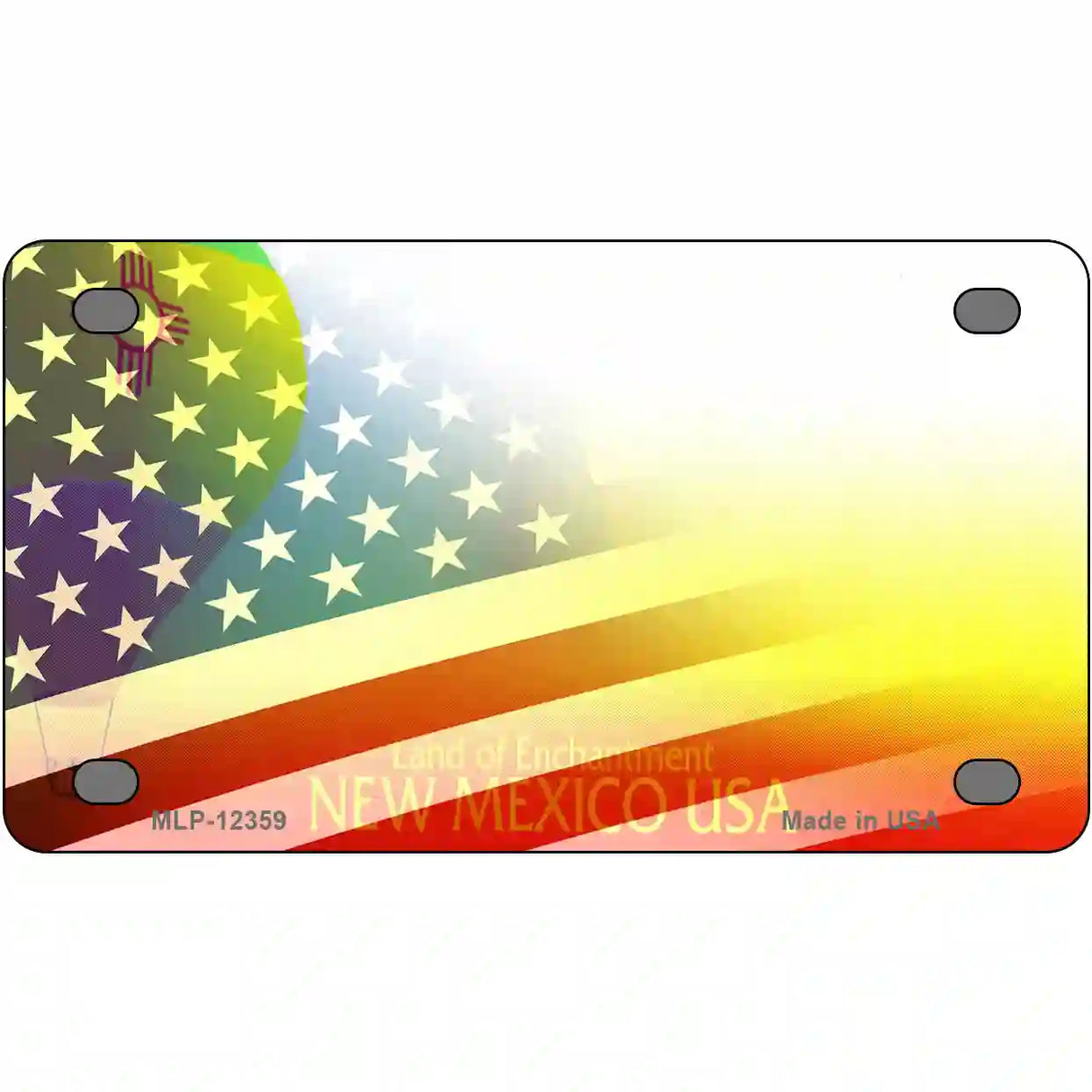 New Mexico with American Flag Novelty Metal License Plate 4" x 2.2" (MLP)