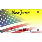 New Jersey with American Flag Novelty Metal License Plate 4" x 2.2" (MLP)