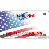 North Carolina with American Flag Novelty Metal License Plate 4" x 2.2" (MLP)