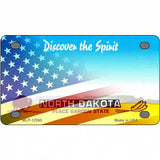 North Dakota with American Flag Novelty Metal License Plate 4" x 2.2" (MLP)