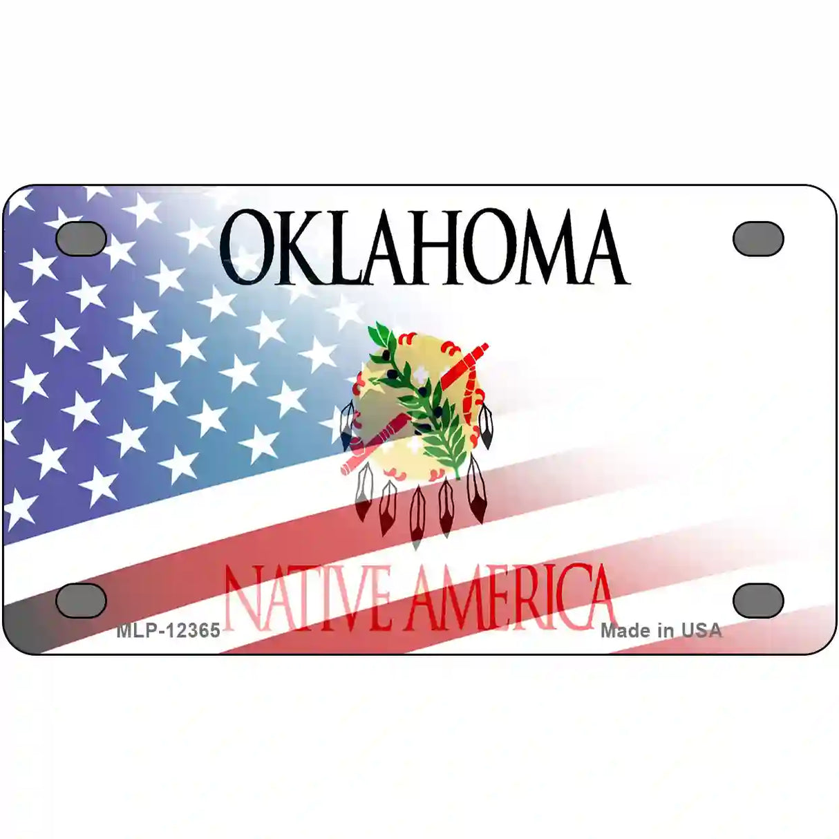 Oklahoma with American Flag Novelty Metal License Plate 4" x 2.2" (MLP)