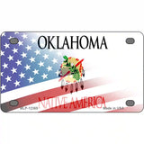 Oklahoma with American Flag Novelty Metal License Plate 4" x 2.2" (MLP)