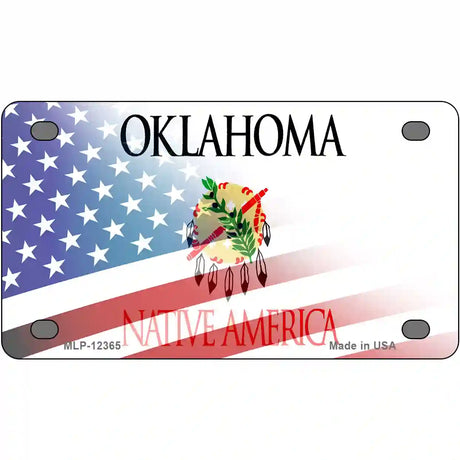 Oklahoma with American Flag Novelty Metal License Plate 4" x 2.2" (MLP)