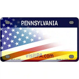 Pennsylvania with American Flag Novelty Metal License Plate 4" x 2.2" (MLP)