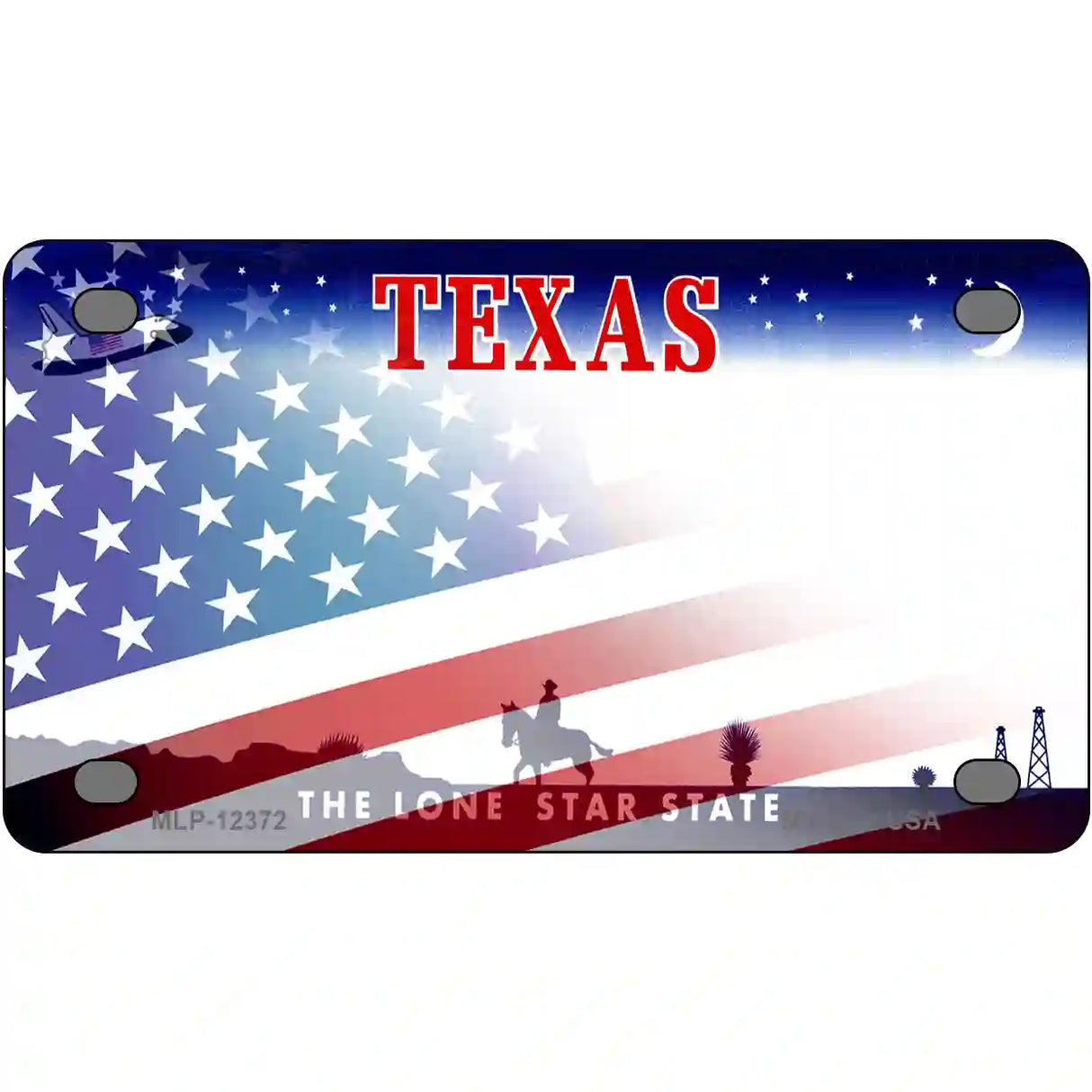 Texas with American Flag Novelty Metal License Plate 4" x 2.2" (MLP)