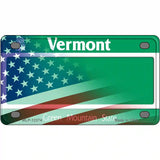 Vermont with American Flag Novelty Metal License Plate 4" x 2.2" (MLP)