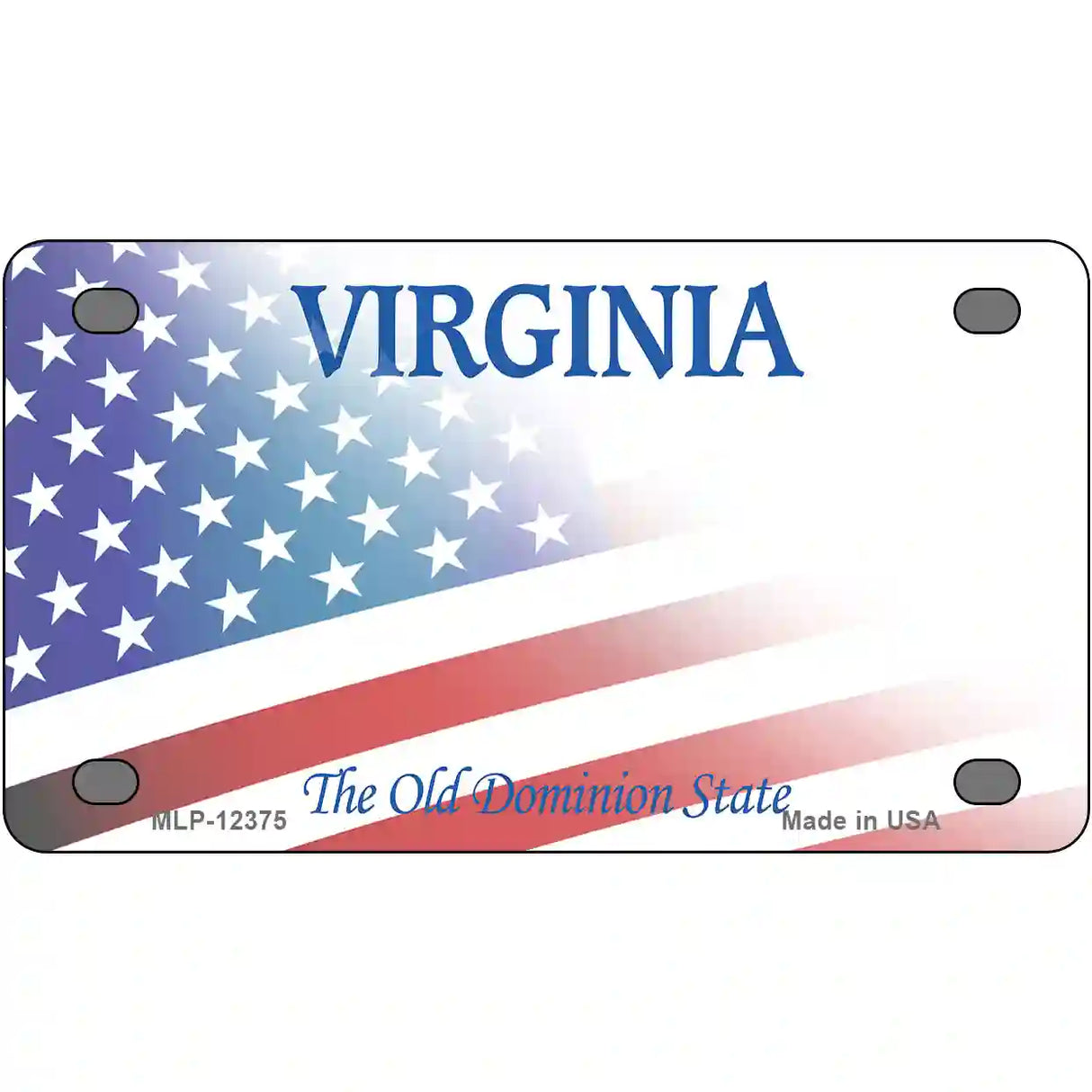 Virginia with American Flag Novelty Metal License Plate 4" x 2.2" (MLP)