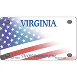 Virginia with American Flag Novelty Metal License Plate 4" x 2.2" (MLP)