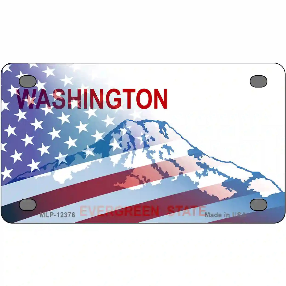 Washington with American Flag Novelty Metal License Plate 4" x 2.2" (MLP)