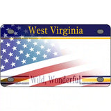 West Virginia with American Flag Novelty Metal License Plate 4" x 2.2" (MLP)