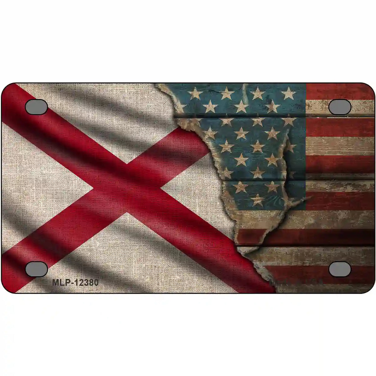 Alabama/American Flag Novelty Metal License Plate 4" x 2.2" (MLP)