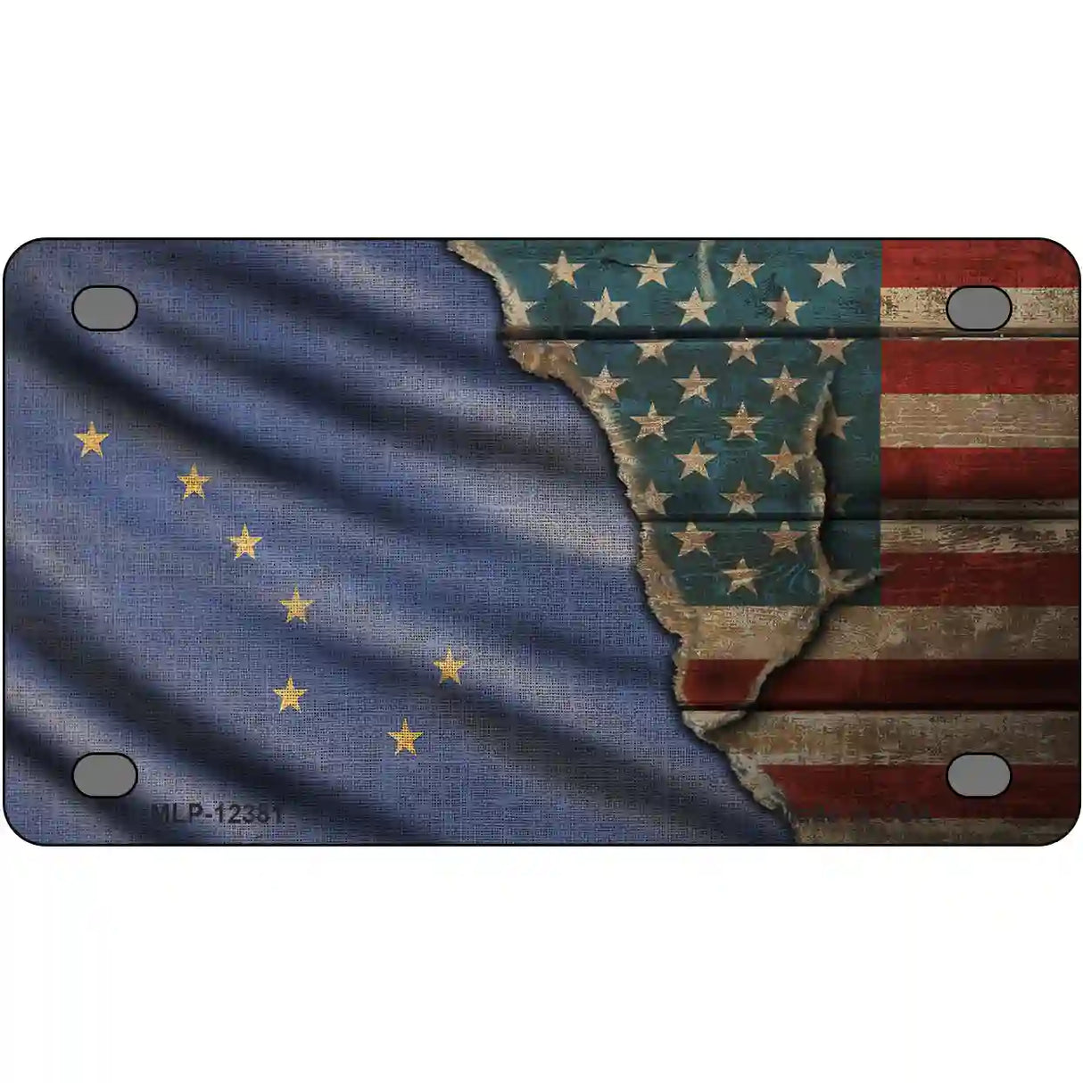 Alaska/American Flag Novelty Metal License Plate 4" x 2.2" (MLP)