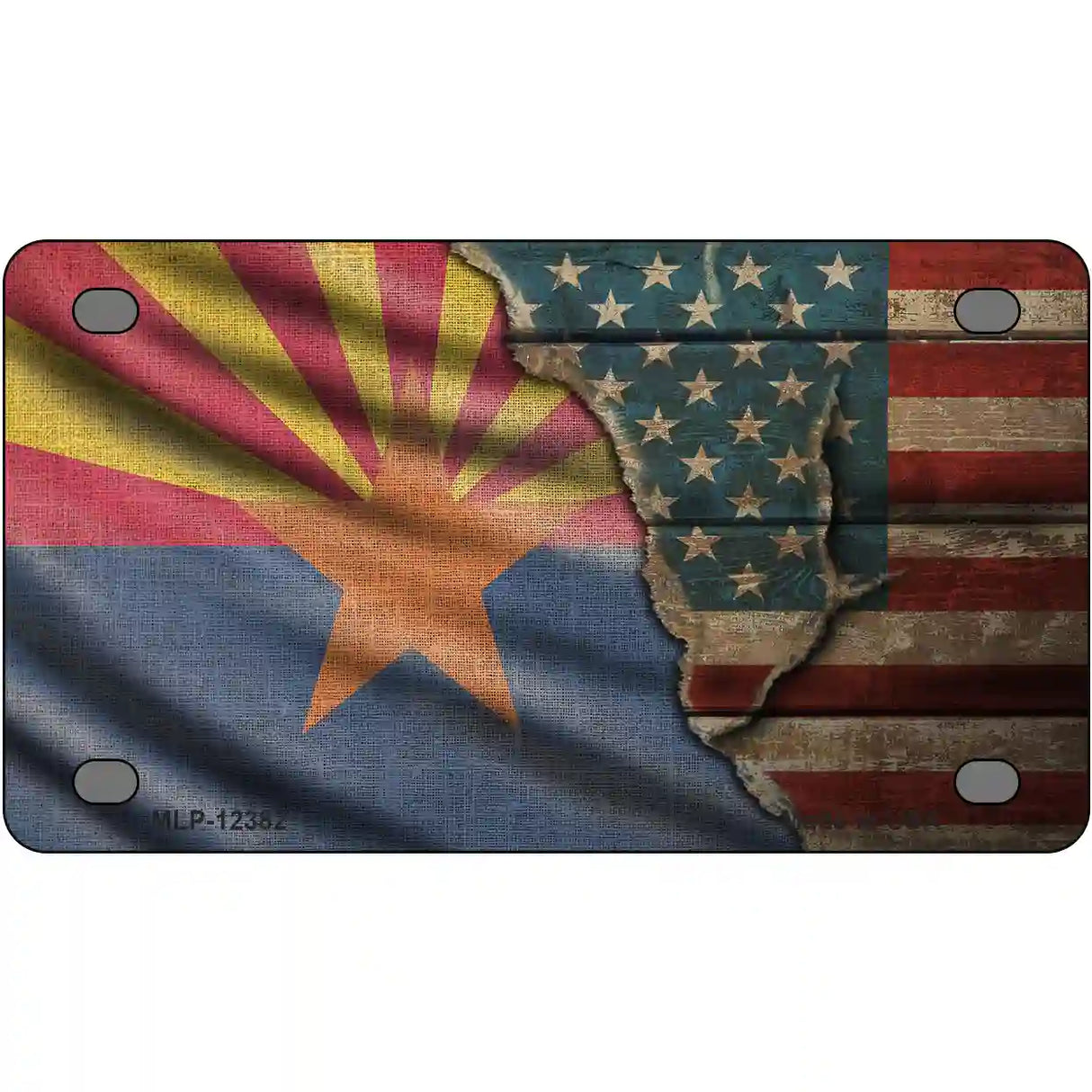 Arizona/American Flag Novelty Metal License Plate 4" x 2.2" (MLP)