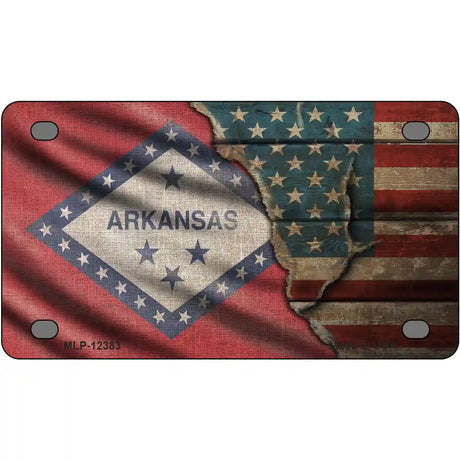 Arkansas/American Flag Novelty Metal License Plate 4" x 2.2" (MLP)