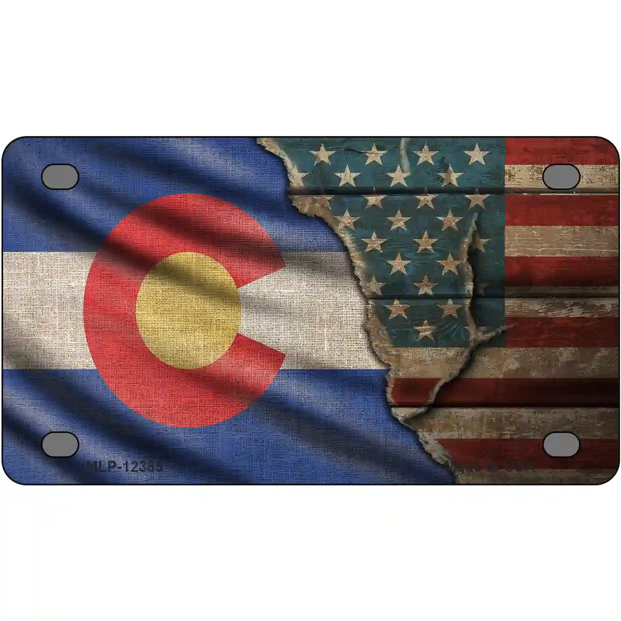 Colorado/American Flag Novelty Metal License Plate 4" x 2.2" (MLP)