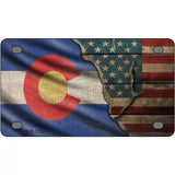 Colorado/American Flag Novelty Metal License Plate 4" x 2.2" (MLP)