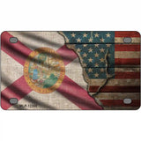 Florida/American Flag Novelty Metal License Plate 4" x 2.2" (MLP)