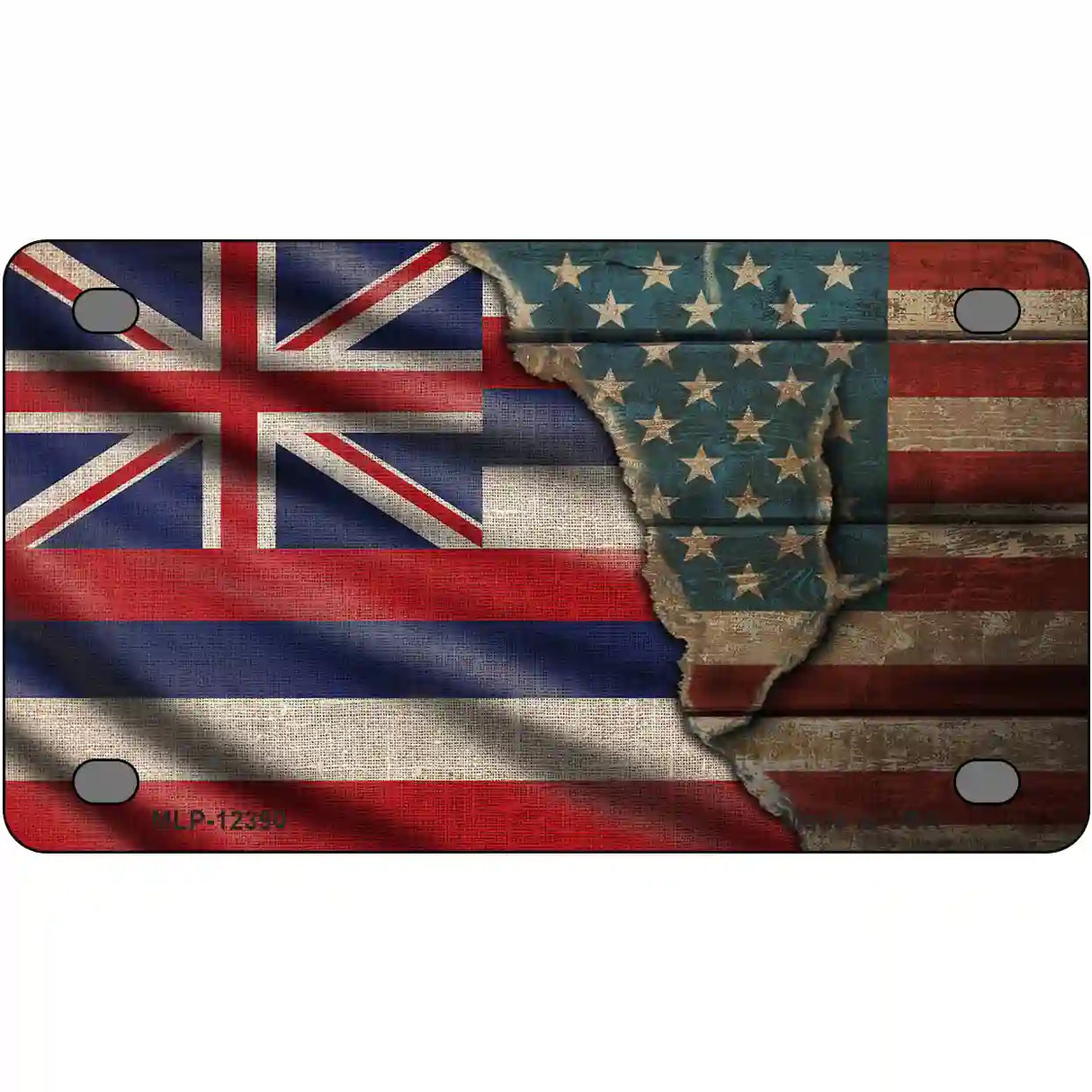 Hawaii/American Flag Novelty Metal License Plate 4" x 2.2" (MLP)