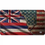 Hawaii/American Flag Novelty Metal License Plate 4" x 2.2" (MLP)