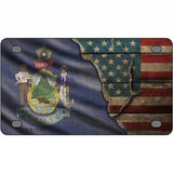 Maine/American Flag Novelty Metal License Plate 4" x 2.2" (MLP)