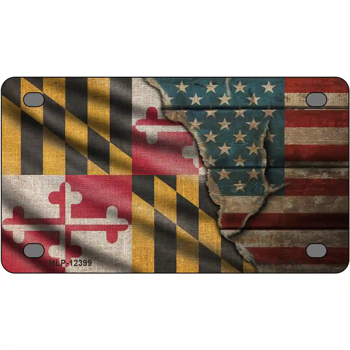 Maryland/American Flag Novelty Metal License Plate 4" x 2.2" (MLP)