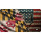 Maryland/American Flag Novelty Metal License Plate 4" x 2.2" (MLP)