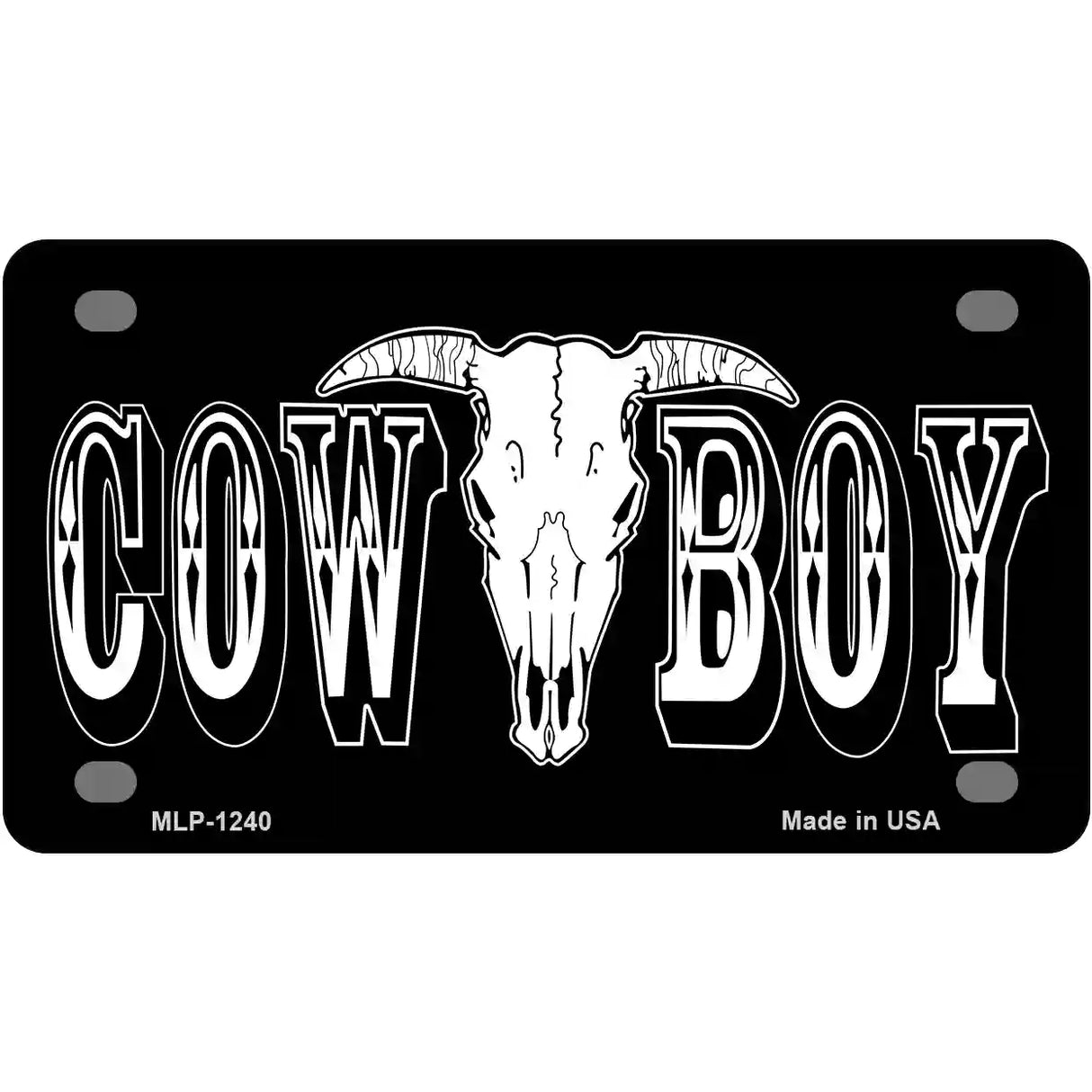 Cowboy Longhorn Skull Novelty Metal License Plate 4" x 2.2" (MLP)