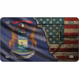 Michigan/American Flag Novelty Metal License Plate 4" x 2.2" (MLP)