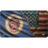 Minnesota/American Flag Novelty Metal License Plate 4" x 2.2" (MLP)