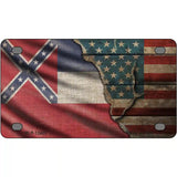 Mississippi/American Flag Novelty Metal License Plate 4" x 2.2" (MLP)