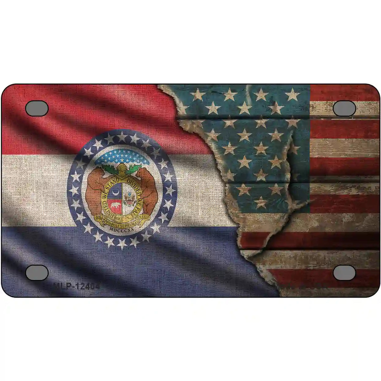 Missouri/American Flag Novelty Metal License Plate 4" x 2.2" (MLP)