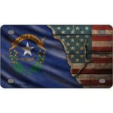 Nevada/American Flag Novelty Metal License Plate 4" x 2.2" (MLP)