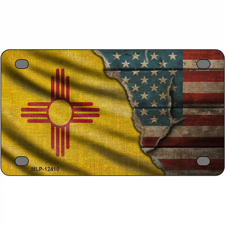 New Mexico/American Flag Novelty Metal License Plate 4" x 2.2" (MLP)