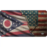 Ohio/American Flag Novelty Metal License Plate 4" x 2.2" (MLP)