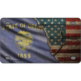 Oregon/American Flag Novelty Metal License Plate 4" x 2.2" (MLP)