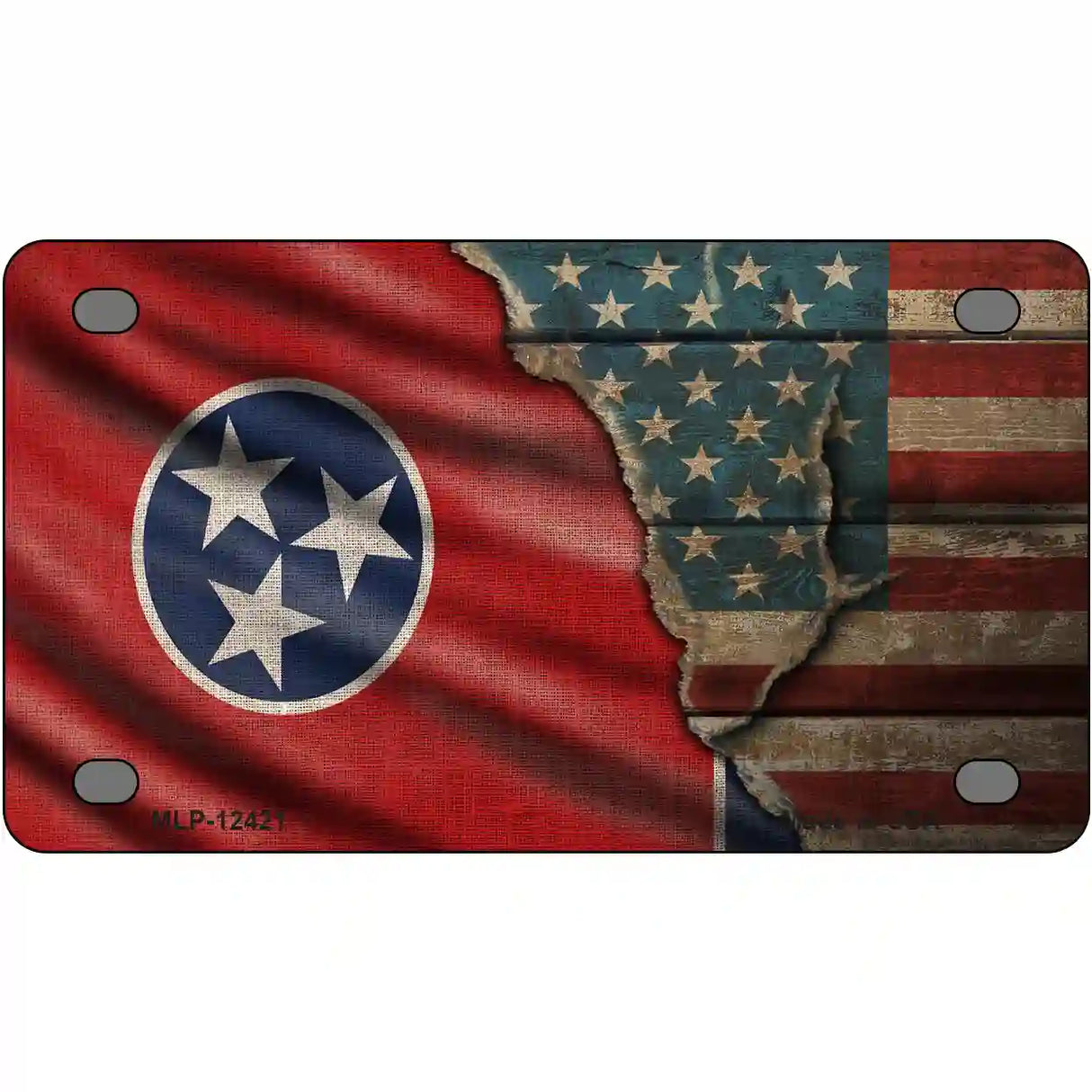 Tennessee/American Flag Novelty Metal License Plate 4" x 2.2" (MLP)