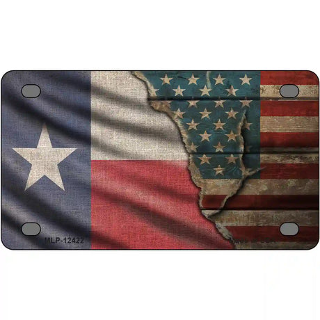 Texas/American Flag Novelty Metal License Plate 4" x 2.2" (MLP)