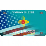 New Mexico with American Flag Novelty Metal License Plate LP-12430 4" x 2.2" (MLP)