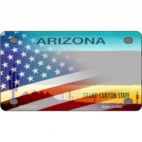 Arizona License Plate American Flag Novelty Metal License Plate 4" x 2.2" (MLP)