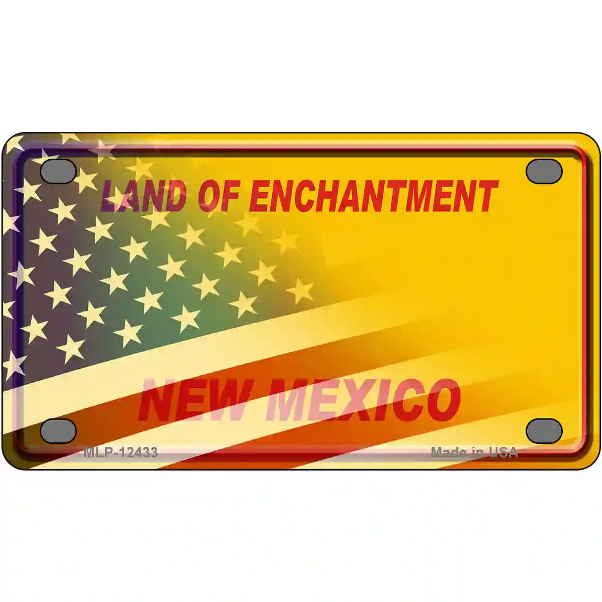 New Mexico Yellow Plate American Flag Novelty Metal License Plate 4" x 2.2" (MLP)