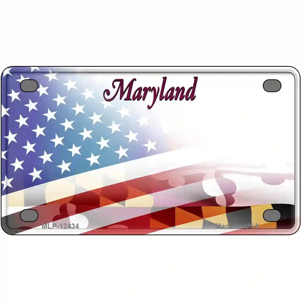 Maryland with American Flag Novelty Metal License Plate LP-12434 4" x 2.2" (MLP)