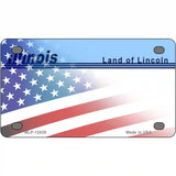 Illinois with American Flag Novelty Metal License Plate LP-12435 4" x 2.2" (MLP)