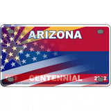 Arizona Centennial American Flag Novelty Metal License Plate 4" x 2.2" (MLP)