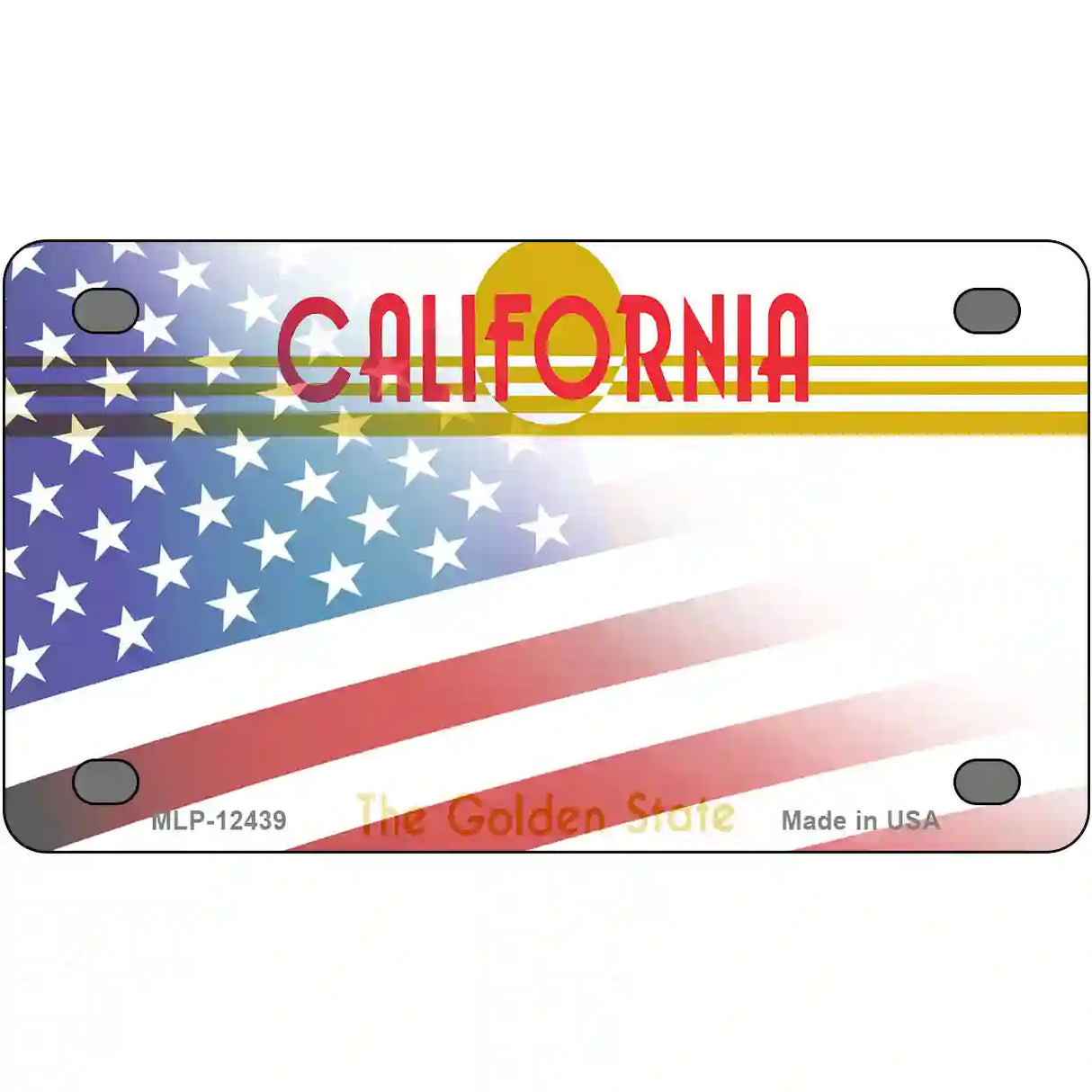 California with American Flag Novelty Metal License Plate LP-12439 4" x 2.2" (MLP)