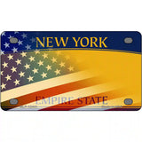 New York with American Flag Novelty Metal License Plate LP-12441 4" x 2.2" (MLP)