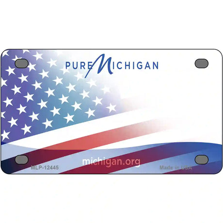 Pure Michigan Plate American Flag Novelty Metal License Plate 4" x 2.2" (MLP)