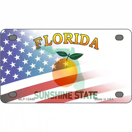 Florida with American Flag Novelty Metal License Plate LP-12446 4" x 2.2" (MLP)