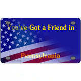 Pennsylvania with American Flag Novelty Metal License Plate LP-12448 4" x 2.2" (MLP)