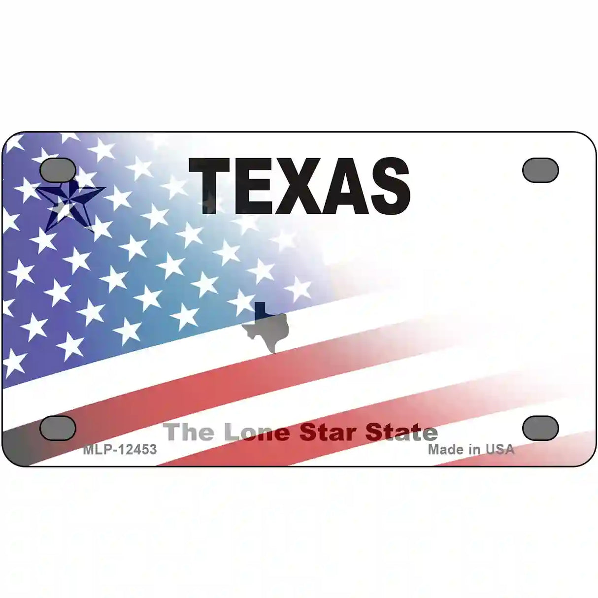 Texas with American Flag Novelty Metal License Plate LP-12453 4" x 2.2" (MLP)